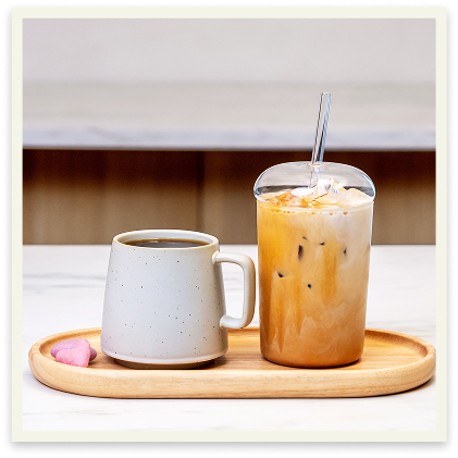 Your pick of a mug or iced coffee tumbler