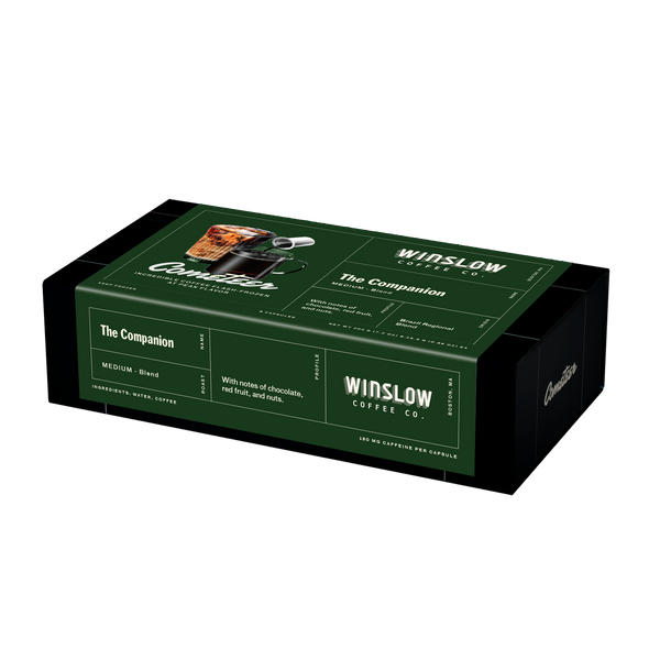 The Companion coffee box by Winslow Coffee Co with notes of chocolate, red fruit, and nuts in a medium blend.